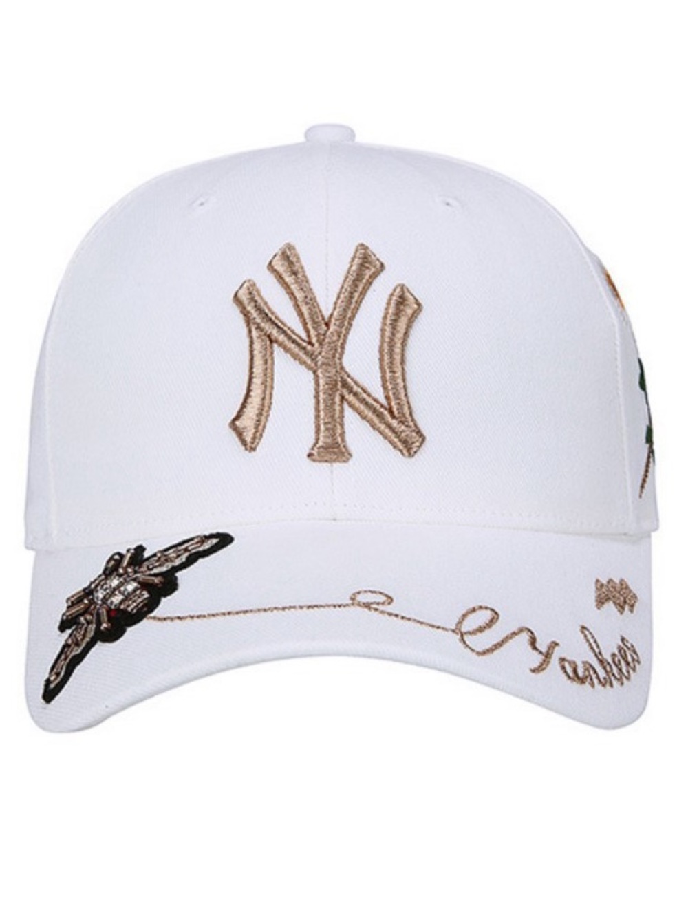 MLB White Cap with Rose Gold Embroidered NY Logo - Picture 4 of 7